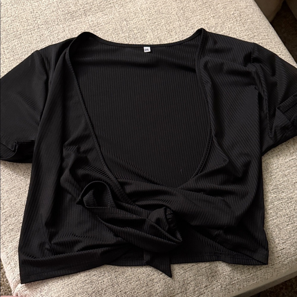 Chic Black Women's Crop Wrap Top